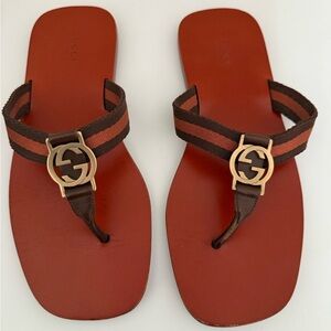 Gucci Red and Brown Sandals